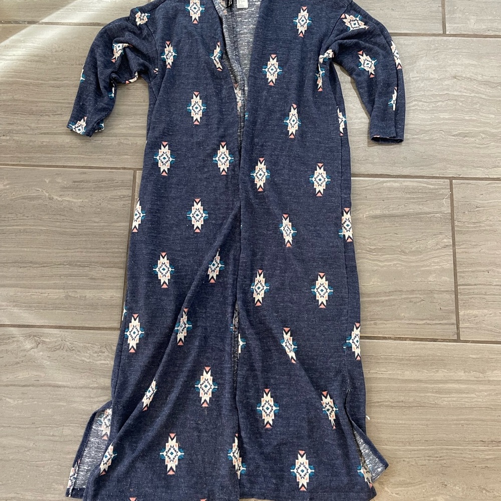 Divided Navy Blue Aztec Cardigan Duster